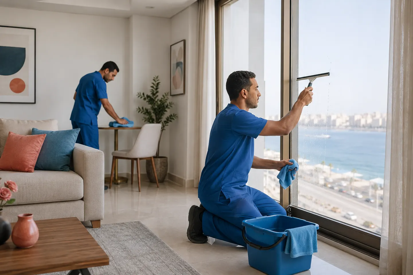 تنظيف واجهات وزجاج في الإسكندرية للوصول وحدود الارتفاع