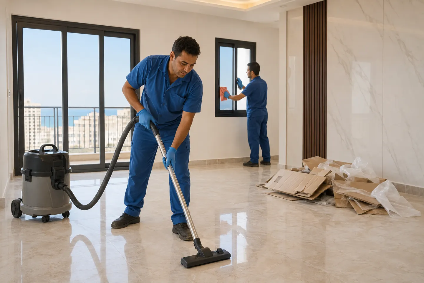 تنظيف بعد التشطيب في الإسكندرية لمخلفات الأعمال والغبار
